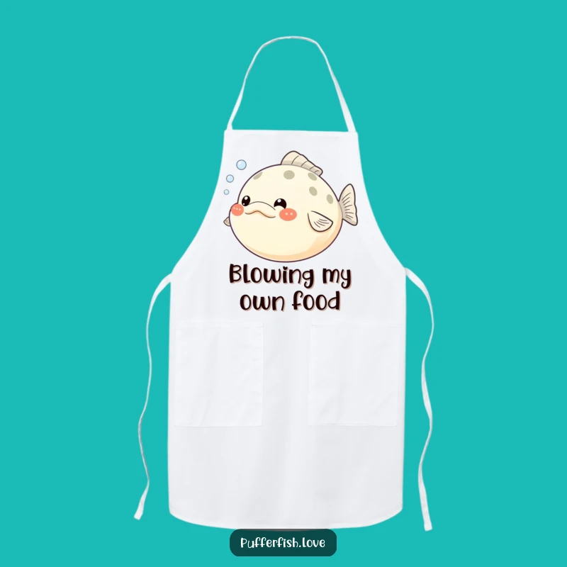 Funny Pufferfish Apron: Puffed Cheeks & Bubbles Kitchen Fun - Chef's Hilarious Gift!