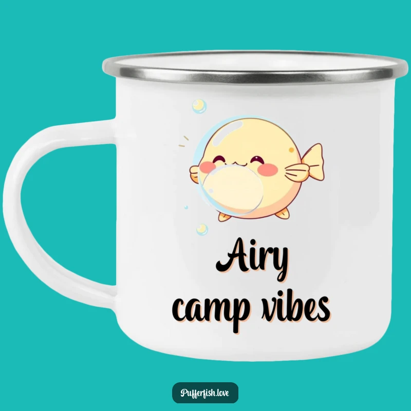 Funny Pufferfish Bubble Camping Mug: Enjoy Your Brews with Playful Aquatic Vibes