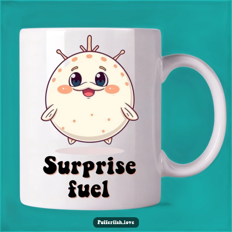 Funny Surprised Pufferfish Mug: Adorable Inflation, A Cheerful Funny Gift
