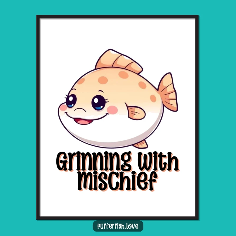 Funny Mischievous Pufferfish Digital Art: Instant Grin for Your Walls