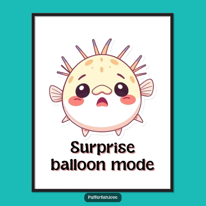 Funny Surprised Pufferfish Digital Art: Instant Comical Astonishment for Your Walls