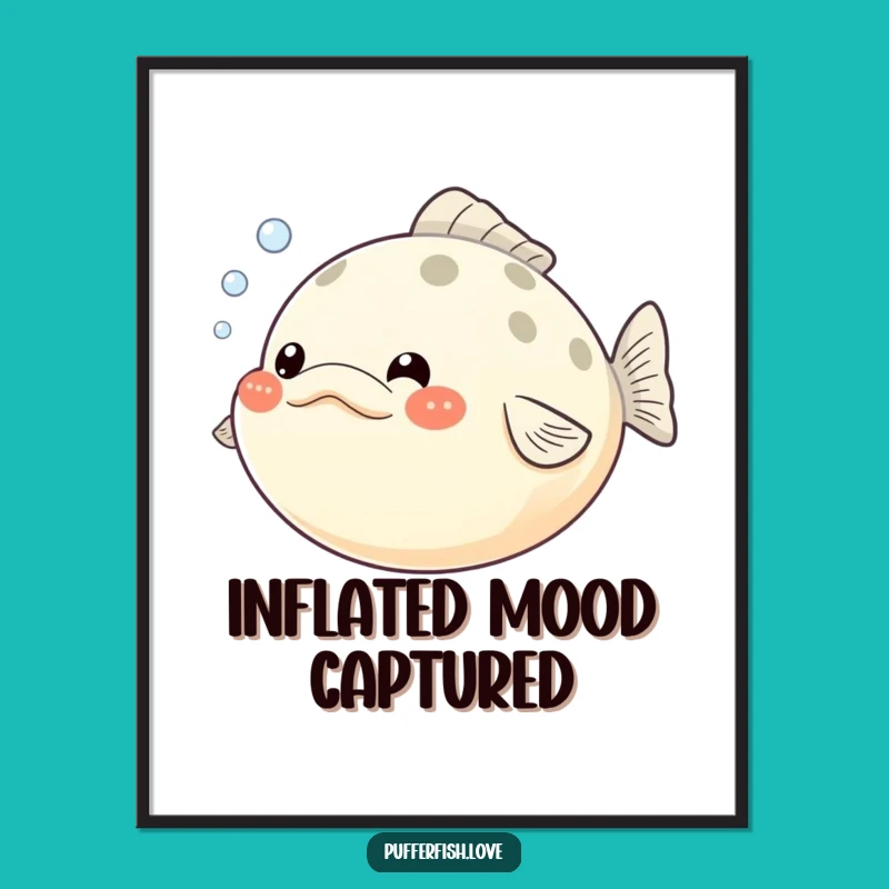Funny Pufferfish Digital Art Print: Puffed Cheeks & Bubbles - Instant Humorous Wall Decor Funny Gift!