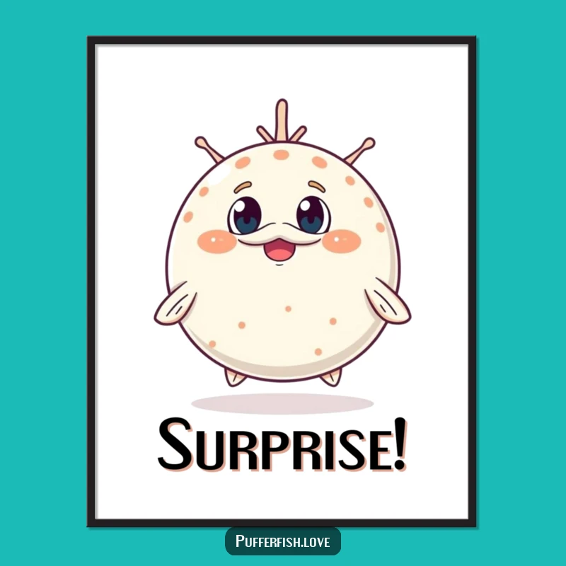 Funny Inflating Pufferfish Poster: Cute Surprise Art, A Charming Funny Gift