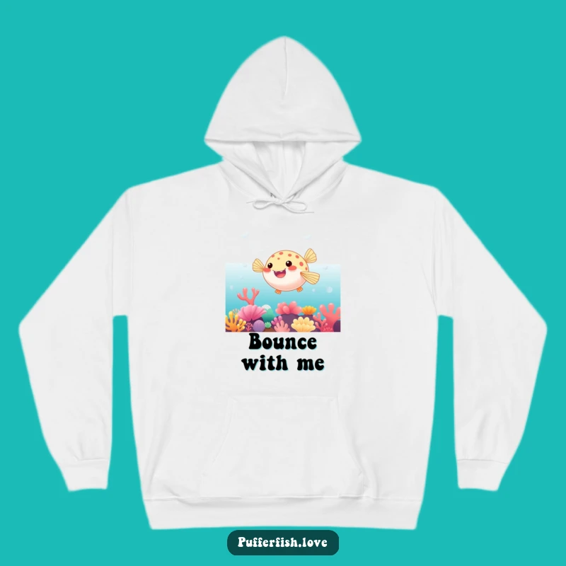 Cozy Funny Bouncing Pufferfish Hoodie: Underwater Warmth, A Funny Comfort Gift