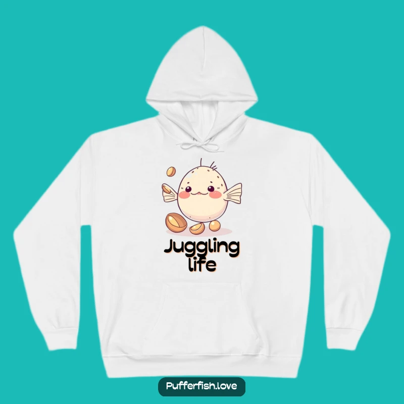 Cozy Funny Kawaii Pufferfish Hoodie: Adorable Juggling Comfort, A Funny Gift