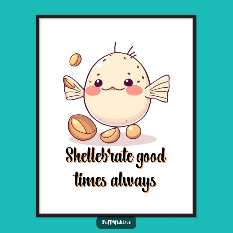 Cute Free Printable Wall Art: Juggling Kawaii Pufferfish