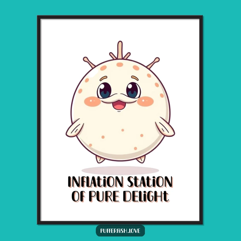Funny Free Printable Wall Art: Adorable Inflating Pufferfish