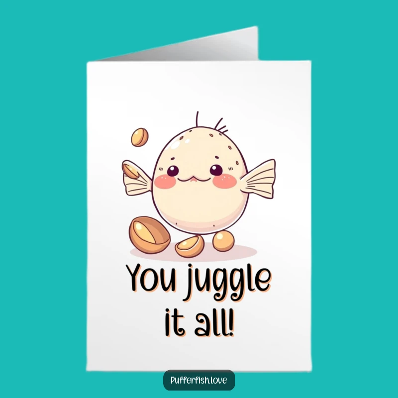 Adorable Free Printable Congrats Card: Juggling Pufferfish Success!