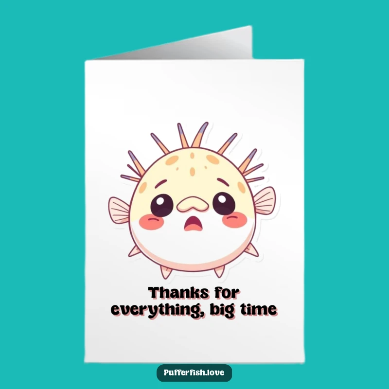 Free Printable Thank You Card: Surprised Pufferfish - Funny DIY Gift!