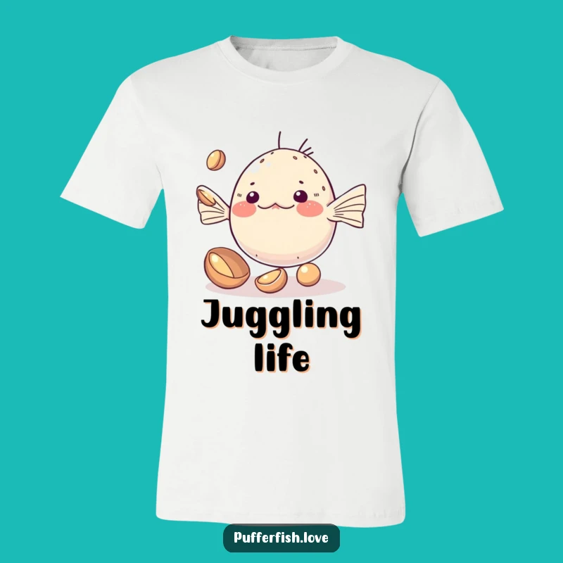 Funny Kawaii Pufferfish T-Shirt: Juggling Act, A Hilarious Funny Gift