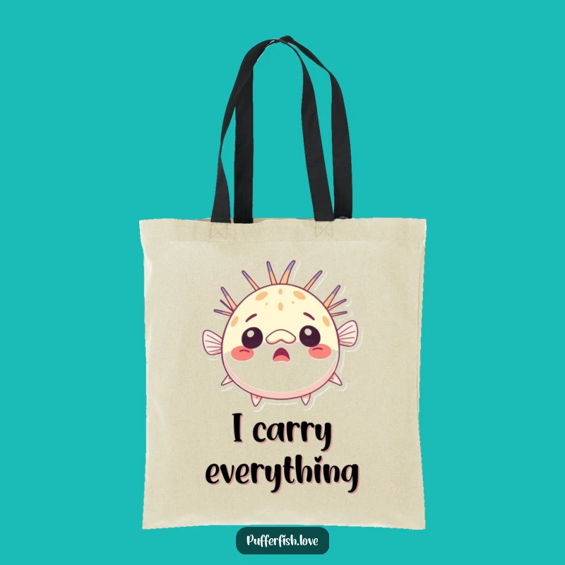 Funny Surprised Pufferfish Tote Bag: Carry Your Essentials with Hilarious Astonishment